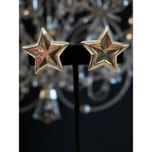 Vintage Mexico Sterling Silver Star Clip On Earrings